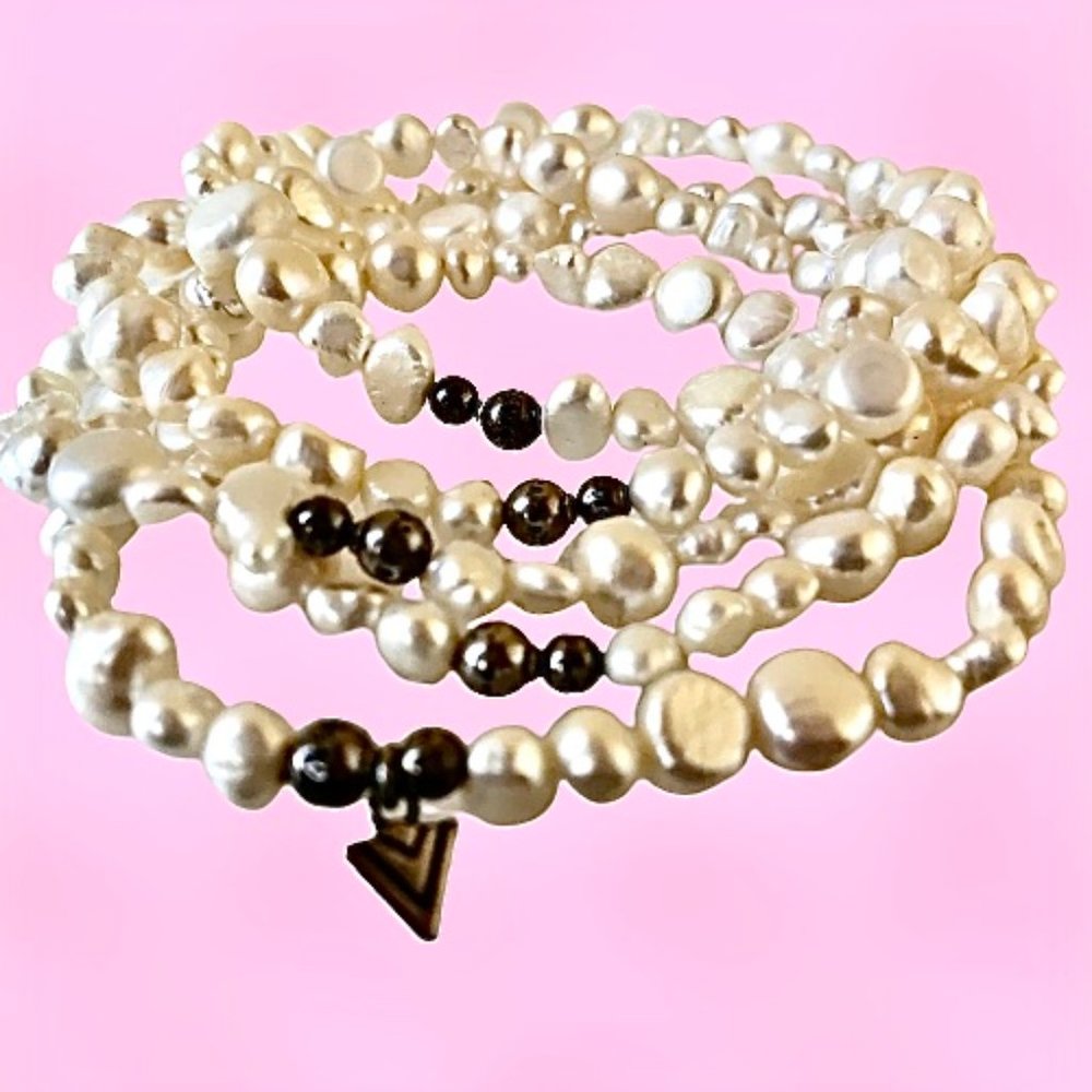 Silpada Goddess Bracelet Freshwater Pearl Sterling Silver Stretch Lot of 5